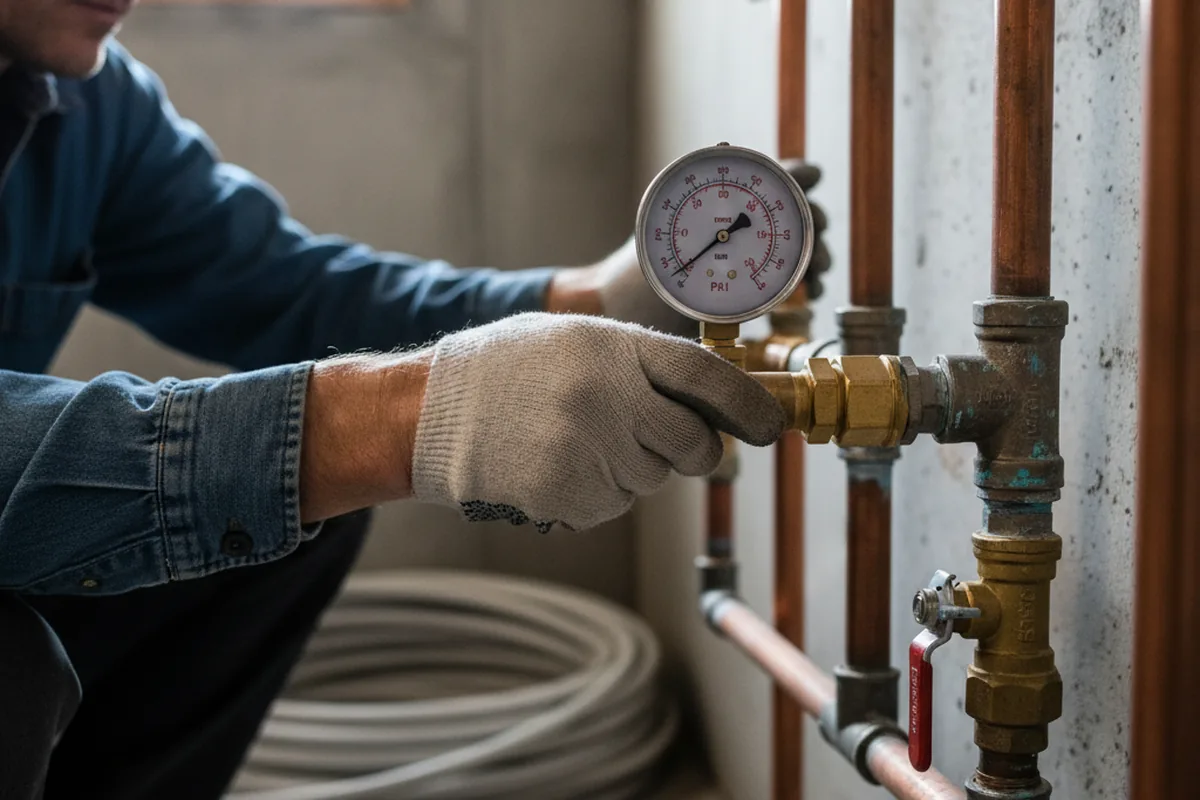 Pressure testing a repaired line during Water Line Repair in Dunreith